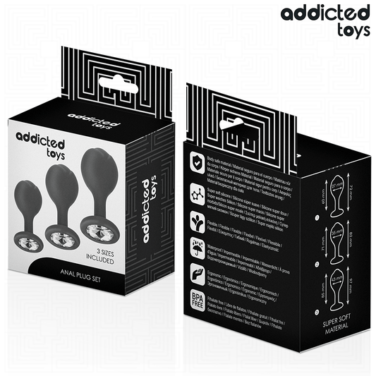 ADDICTED TOYS - SADA 3 SILIKONOVÝCH ANÁLNÍCH KOLÍKŮ S DRAHÝMI KARAMELY