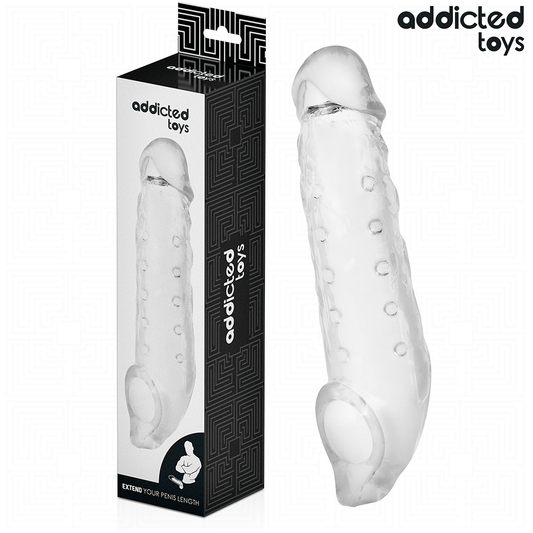 ADDICTED TOYS - PRŮHLEDNÝ NÁSTAVEC NA PENIS VELIKOST S 23 CM