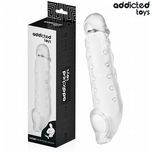 ADDICTED TOYS - PRŮHLEDNÝ NÁVLEK NA PENIS VELIKOST M 27 CM