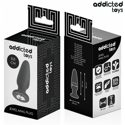 ADDICTED TOYS - ANÁLNÍ KOlík se silikonovými drahokamy, velikost S 8,8 CM