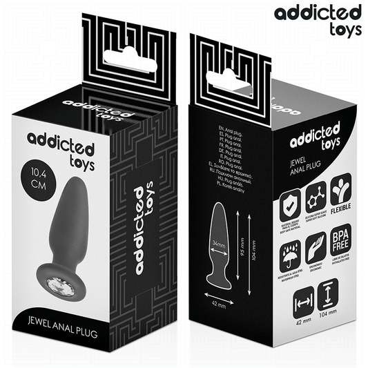 ADDICTED TOYS - ANÁLNÍ KOlík se silikonovými drahokamy, velikost M 10,4 CM