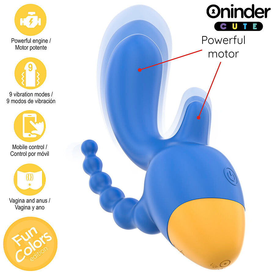 ONINDER CUTE - LOVE 3 SOME TRIPLE VIBRATOR - FREE WORLDWIDE APP