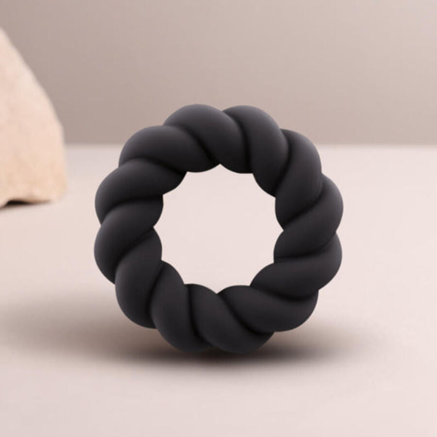 ROCKS-OFF - TWIST BLACK SILICONE MASTURBATOR RING
