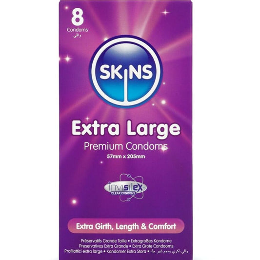 SKINS - EXTRA VELKÉ PRÉMIOVÉ BALENÍ 8 KONDOMŮ