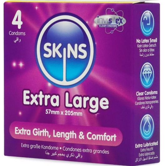SKINS - EXTRA VELKÉ PRÉMIOVÉ BALENÍ 4 KONDOMŮ