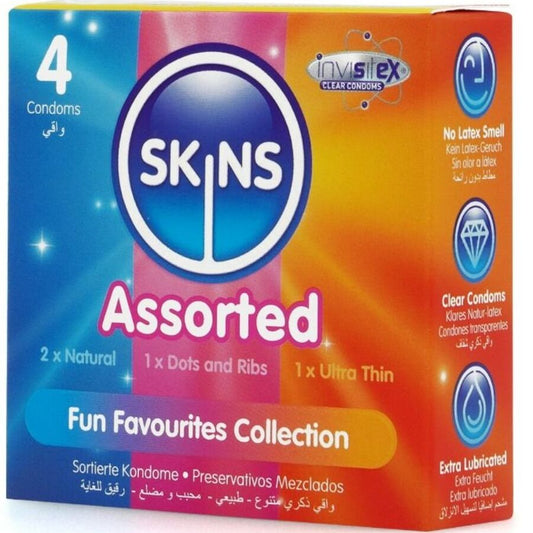 SKINS - BALENÍ 4 PRÉMIOVÝCH KONDOMŮ RŮZNÉHO KATEGORIE