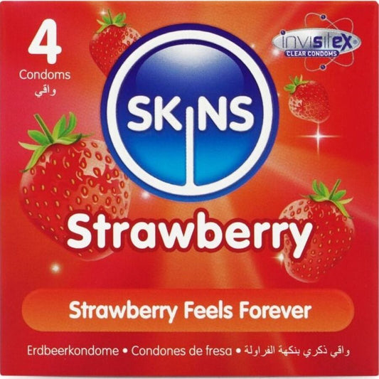 SKINS - KONDOMY PREMIUM JAHODA, BALENÍ 4 KS
