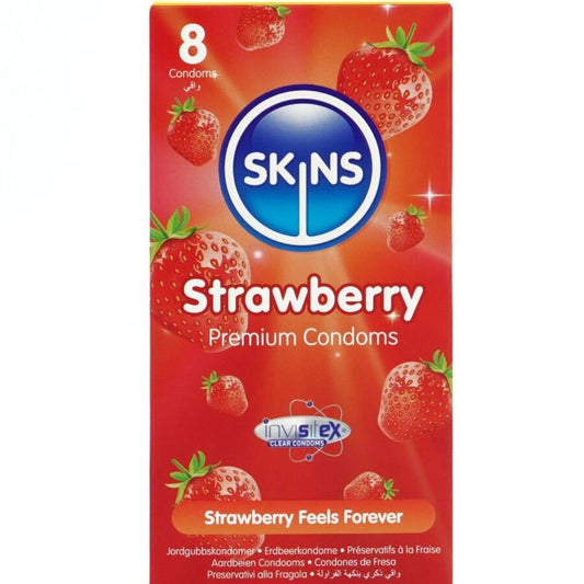 SKINS - KONDOMY PREMIUM JAHODA BALENÍ 8 KS