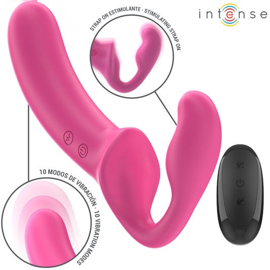 INTENSE - DVOJITÝ VIBRÁTOR AMY 20 CM RŮŽOVÝ S DÁLKOVÝM OVLÁDÁNÍM