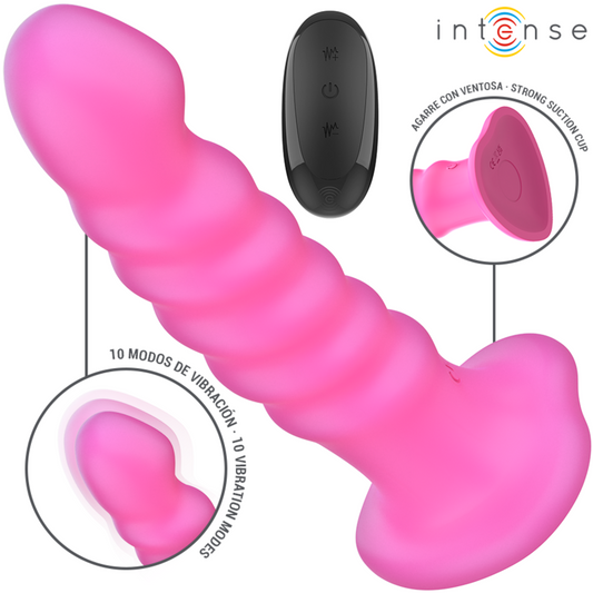 INTENSE - VIBRÁTOR CINDY VELIKOST L SPIRAL DESIGN 10 VIBRACÍ RŮŽOVÝ DÁLKOVÝ OVLÁDÁNÍ