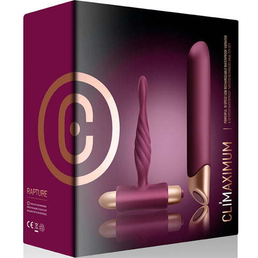 CLIMAXIMUM - RAPTURE KIT VIBRÁTOR KLASICKÝ + ANÁLNÍ KOlík pro začátečníky