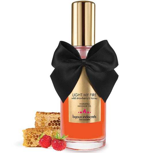 BIJOUX - MASÁŽNÍ OLEJ S TEPLÝM EFEKTEM, JAHODOVÁ AROMA