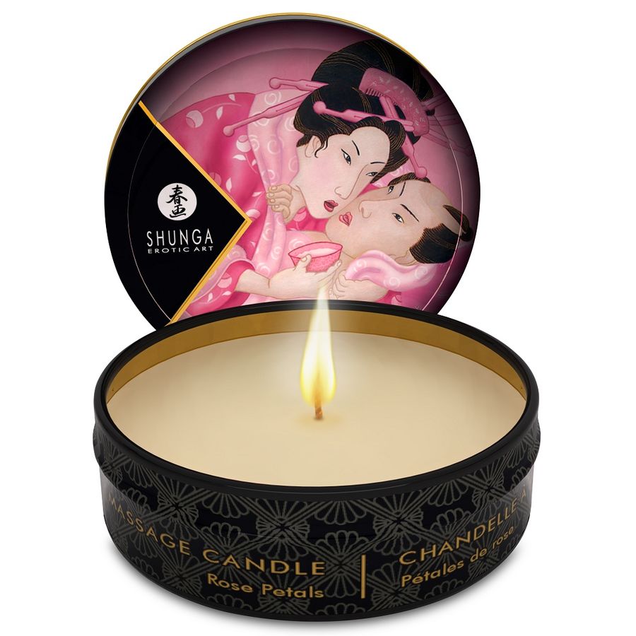 SHUNGA - MASÁŽNÍ SVÍČKA MINI CARESS BY CANDELIGHT ROSES 30 ML