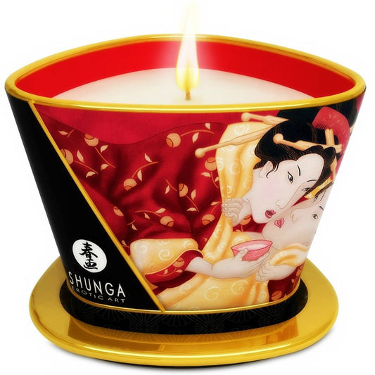 SHUNGA - MASÁŽNÍ SVÍČKA MINI CARESS BY CANDELIGHT S VONKOU JAHOD A CAVA 170 ML