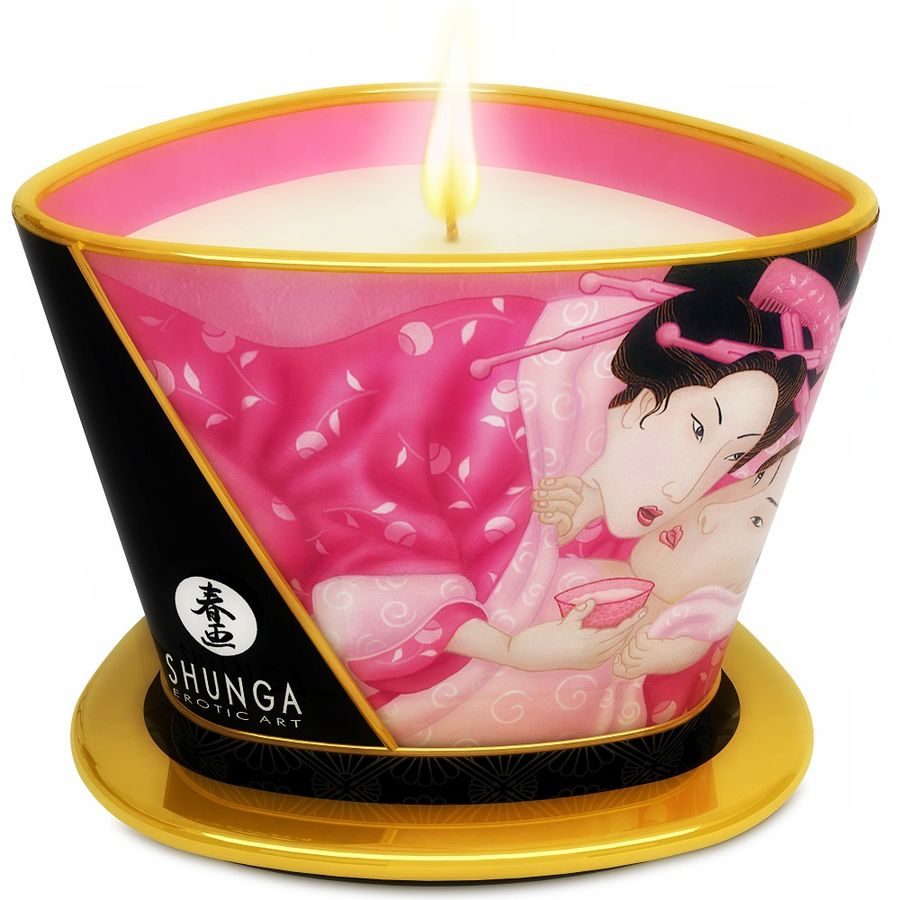 SHUNGA - MINI CARESS BY CANDELIGHT AFRODIZIACKÁ RŮŽOVÁ MASÁŽNÍ SVÍČKA 170 ML