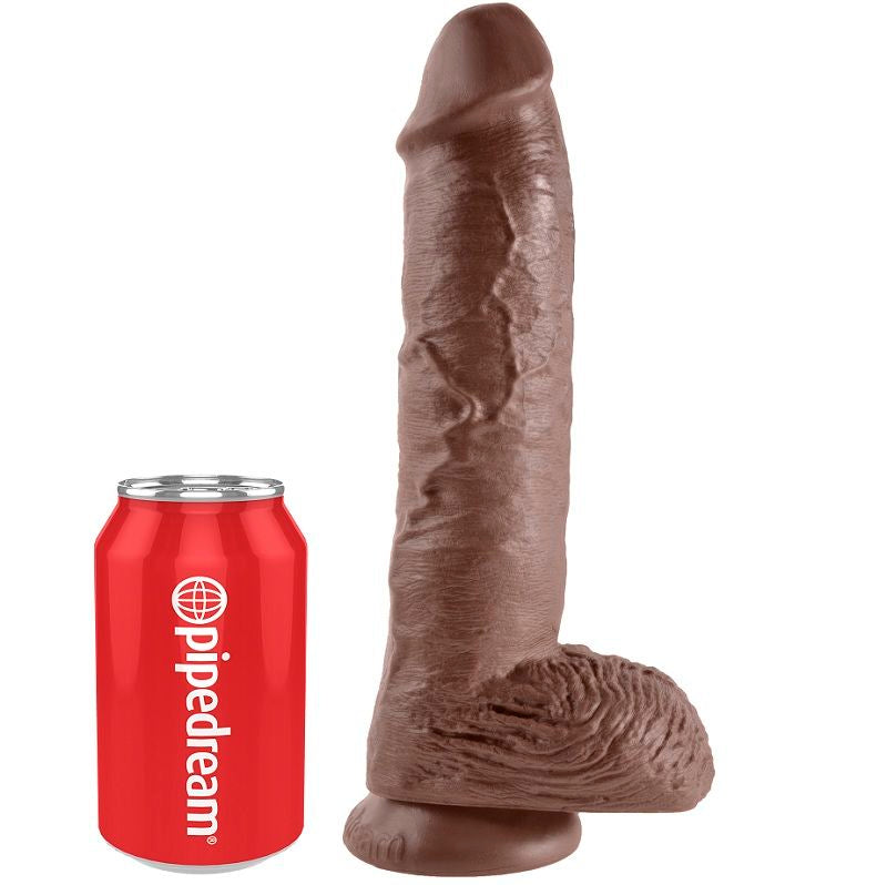 KING COCK - 10 DILDO HNĚDÉ S KOULEMI 25,4 CM