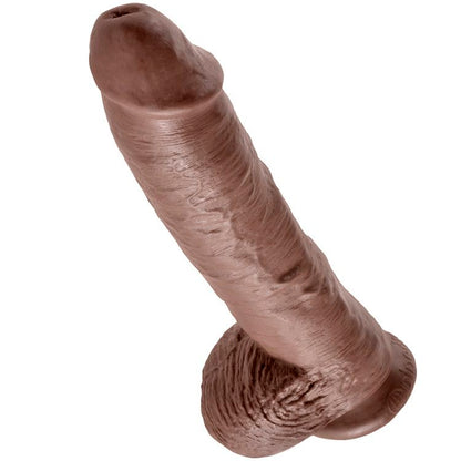 KING COCK - 10 DILDO HNĚDÉ S KOULEMI 25,4 CM