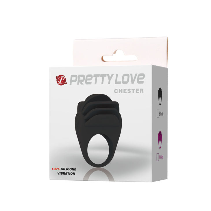 PRETTY LOVE - ČERNÝ VIBRAČNÍ KROUŽEK CHESTER
