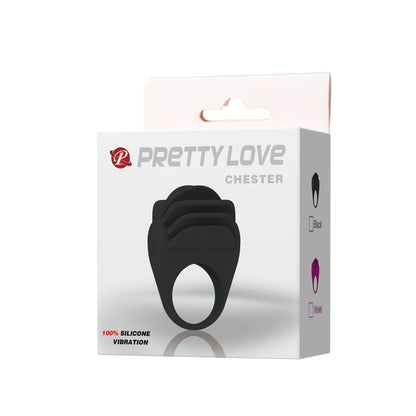 PRETTY LOVE - ČERNÝ VIBRAČNÍ KROUŽEK CHESTER