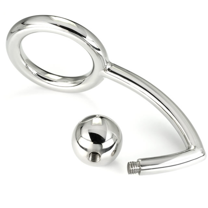 TVRDÝ KOVOVÝ - EROTICKÝ KROUŽEK S ANÁLNÍM HÁČKEM 45MM