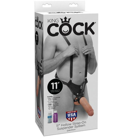 KING COCK - 28 CM DUTÝ PÁSEK S PODVÁKEM, FLESH