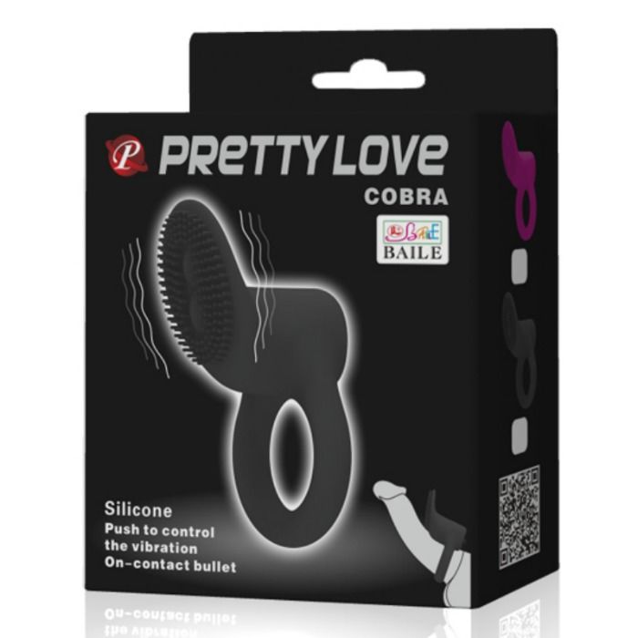 PRETTY LOVE - VIBRAČNÍ KROUŽEK COBRA ČERNÝ