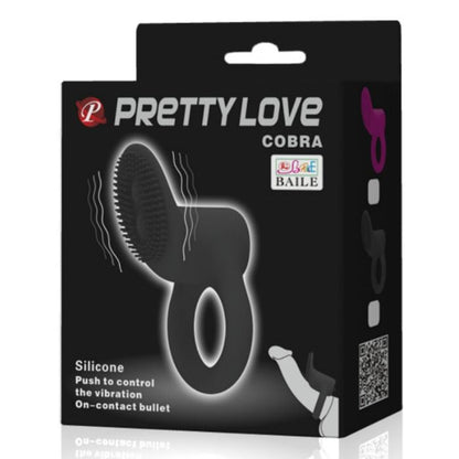 PRETTY LOVE - VIBRAČNÍ KROUŽEK COBRA ČERNÝ
