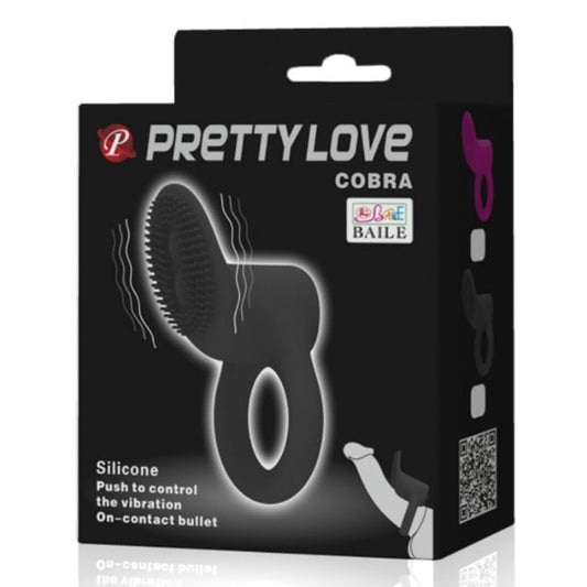 PRETTY LOVE - VIBRAČNÍ KROUŽEK COBRA ČERNÝ