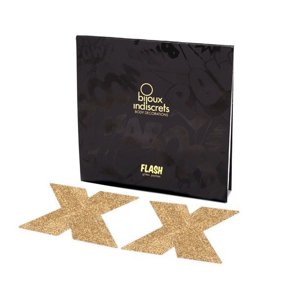 BIJOUX - ZLATÉ KRYTY NA BRADAVKY INDISCRETS FLASH CROSS