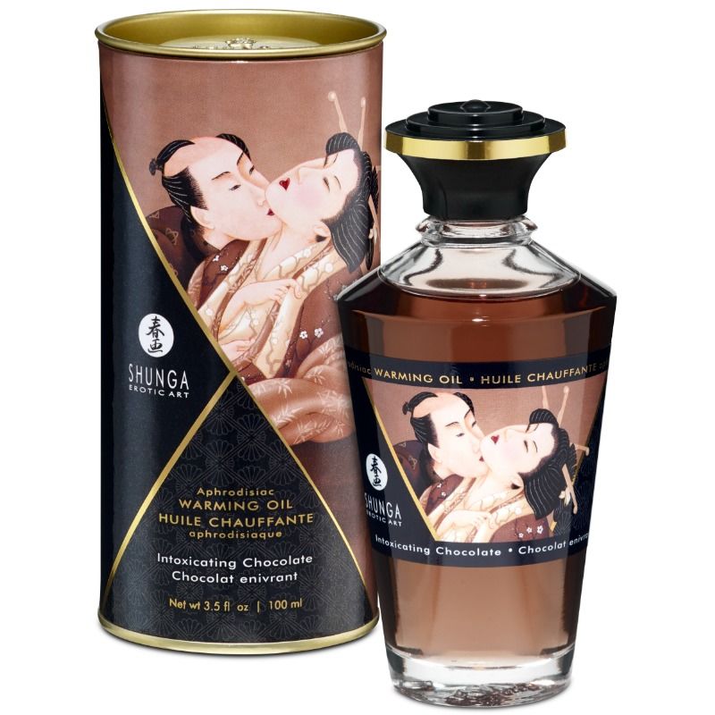 SHUNGA - MASÁŽNÍ OLEJ S TEPLÝM ÚČINKEM INTENZIVNÍ ČOKOLÁDOVÁ PŘÍCHUŤ 100 ML