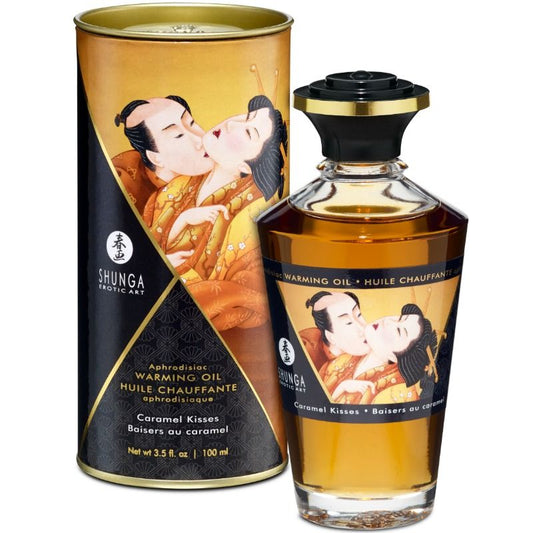 SHUNGA - MASÁŽNÍ OLEJ S TEPLÝM EFEKTEM, KARAMELOVÁ PŘÍCHUŤ 100 ML