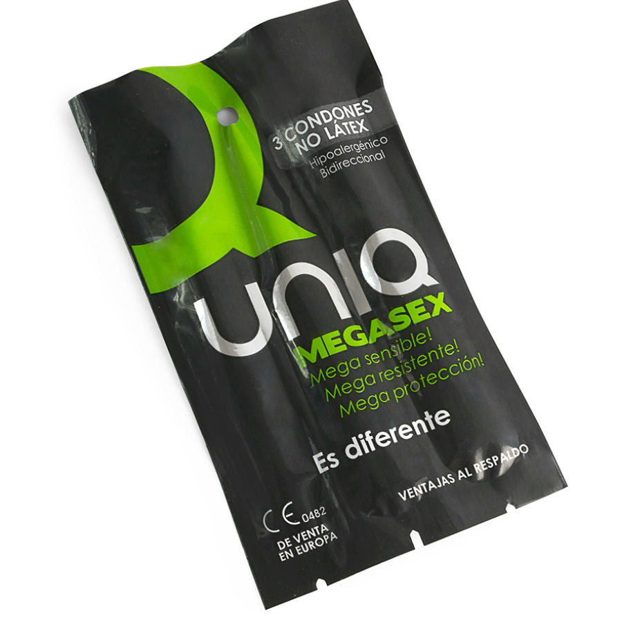 UNIQ - MEGASEX KONDOMY BEZ LATEXU PRO CITLIVÉ POUŽITÍ 3 KS