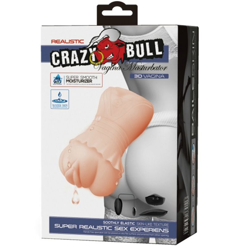 CRAZY BULL - VODNÍ KŮŽOVÝ VAGÍNNÍ MASTURBÁDOR S VIBRUJÍCÍMI KOULEMI