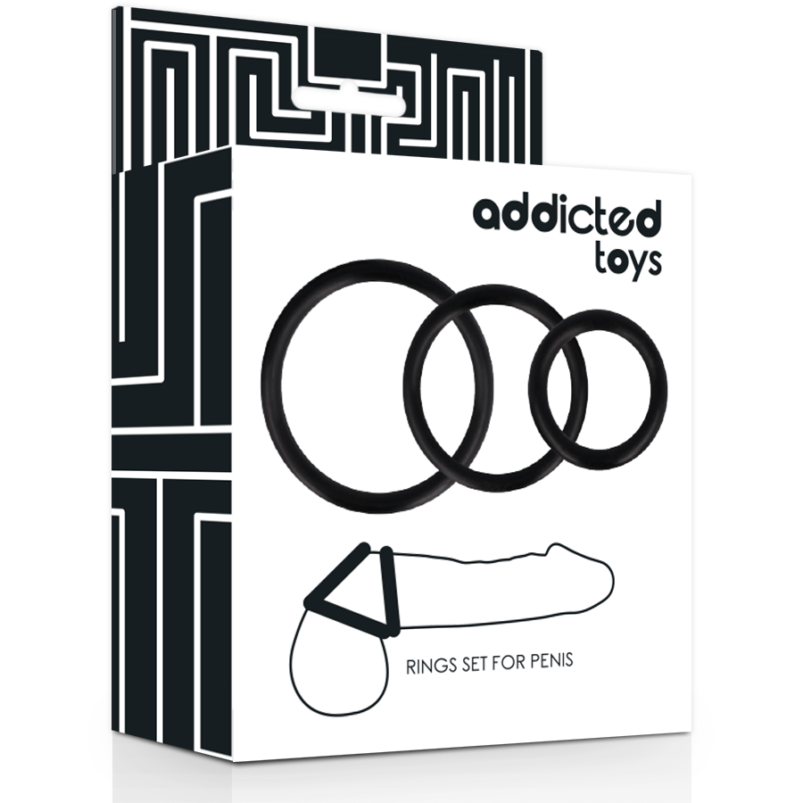 ADDICTED TOYS - SADA KROUŽKŮ NA PENIS, ČERNÁ