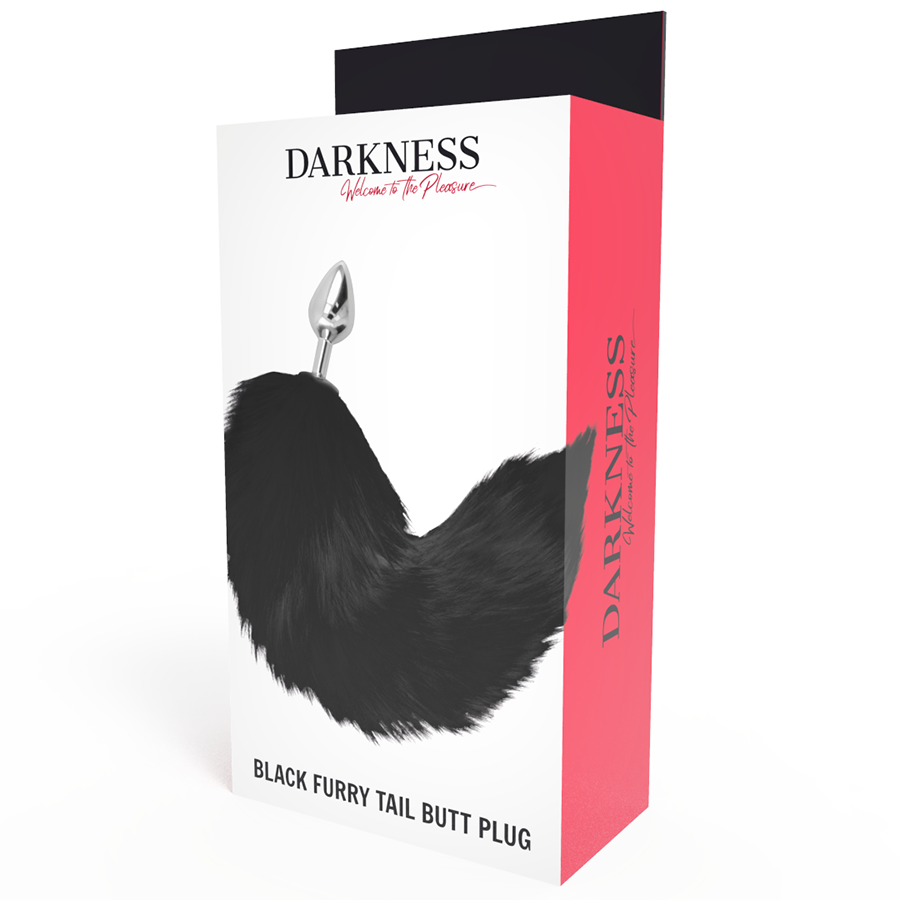DARKNESS - STŘÍBRNÝ ANÁLNÍ KOlík 8 CM S ČERNÝM OCASEM
