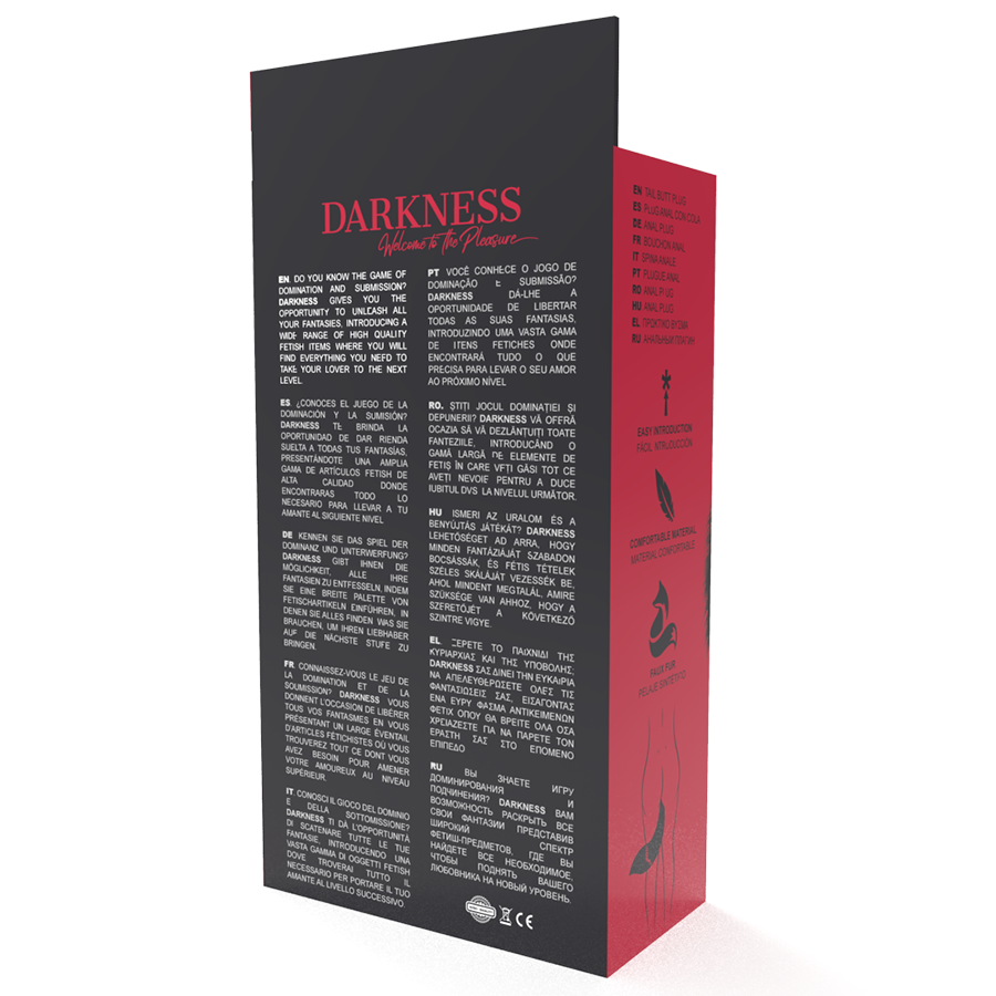 DARKNESS - STŘÍBRNÝ ANÁLNÍ KOlík 8 CM S ČERNÝM OCASEM