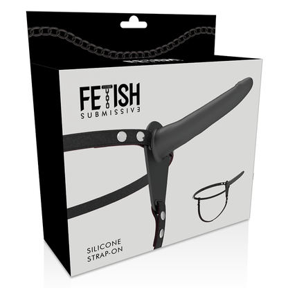 FETIŠ SUBMISSIVNÍ POSTROJ - ČERNÝ SILIKON 15 CM
