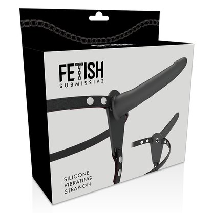 FETIŠ SUBMISSIVNÍ POSTROJ - ČERNÝ SILIKONOVÝ VIBRÁTOR 15 CM