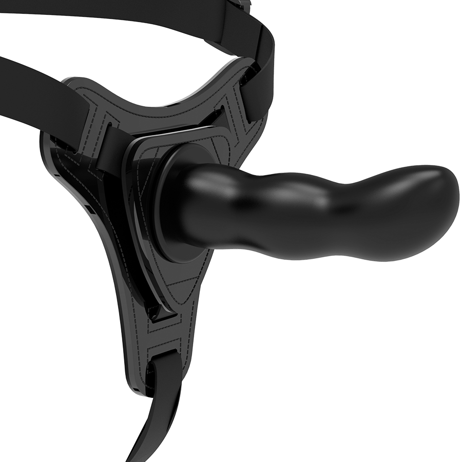 FETIŠ SUBMISSIVNÍ POSTROJ - ČERNÝ SILIKONOVÝ G-BOD 16 CM