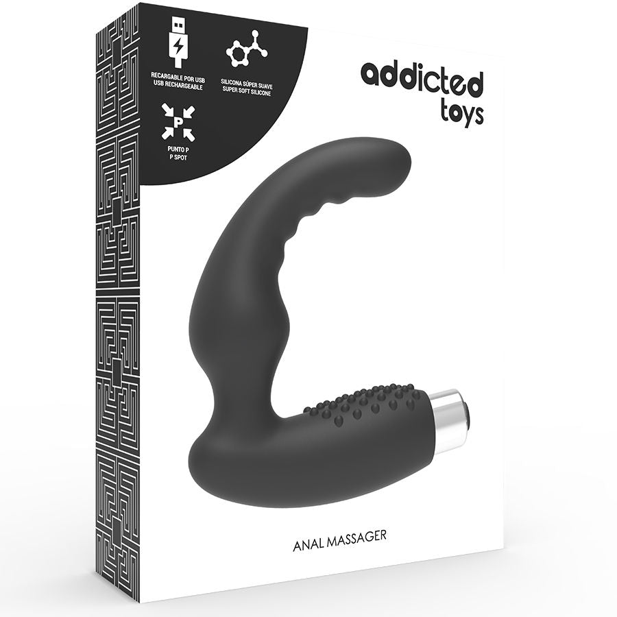 ADDICTED TOYS - PROSTATICKÝ VIBRATOR, DOBÍJECÍ, MODEL 2 - ČERNÁ