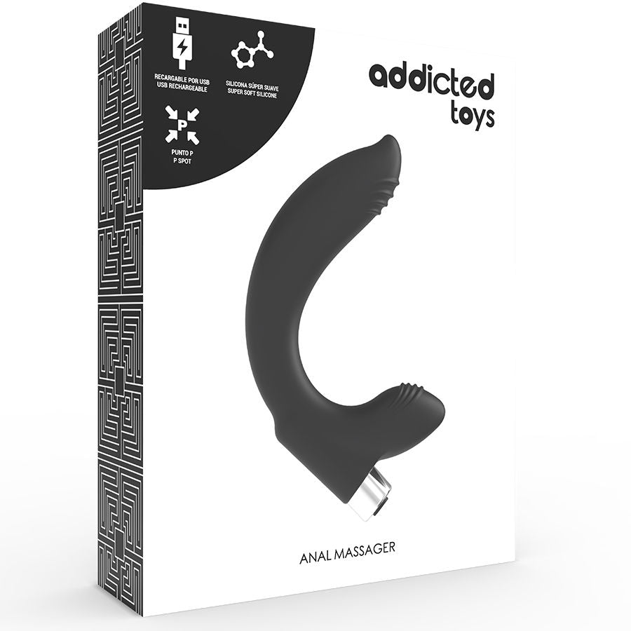ADDICTED TOYS - DOBÍJECÍ PROSTATICKÝ VIBRATOR MODEL 7 - ČERNÁ