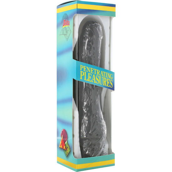 SEVEN CREATIONS - VINYLOVÝ VIBRÁTOR VE TVARU P, ČERNÝ, PENIS 20 CM