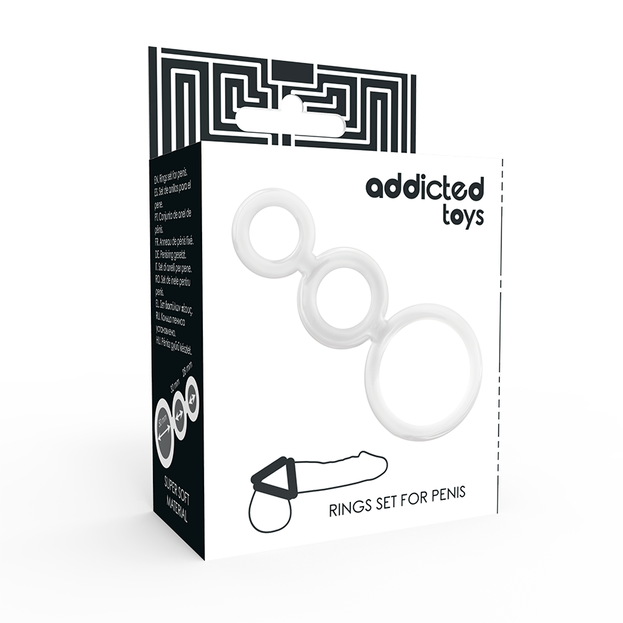 ADDICTED TOYS - SADA KROUŽKŮ NA PENIS PRŮHLEDNÉ