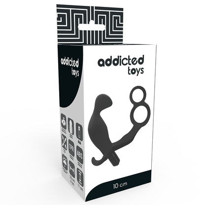 ADDICTED TOYS - ANÁLNÍ KOlík s dvojitým penisovým kroužkem a varlaty, černý