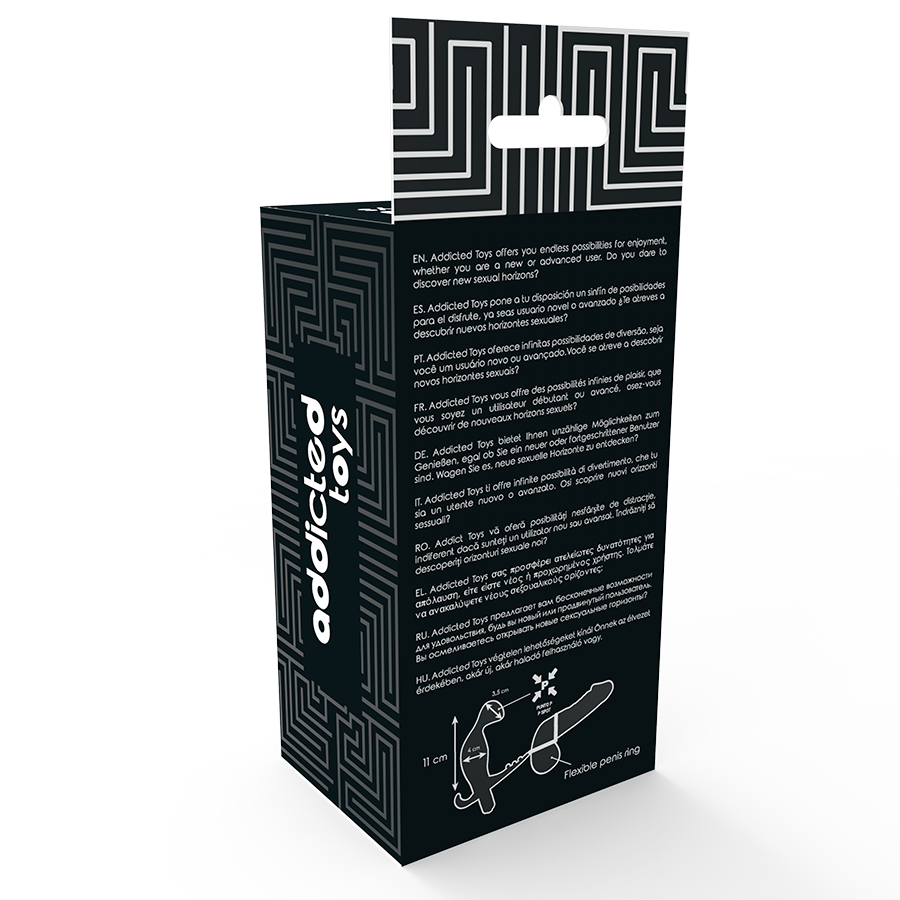 ADDICTED TOYS - ANÁLNÍ KOlík s dvojitým penisovým kroužkem a varlaty, černý