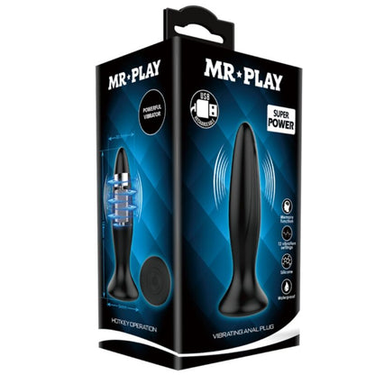 MR PLAY - DOBÍJECÍ ČERNÝ VIBRÁTOROVÝ ANÁLNÍ KOlík