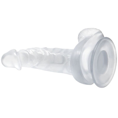 BAILE - REALISTICKÉ DILDO S PŘÍSAVKOU A VARLATY 16,7 CM PRŮHLEDNÉ