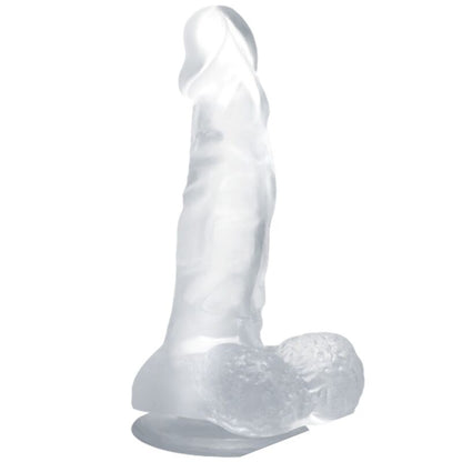 BAILE - REALISTICKÉ DILDO S PŘÍSAVKOU A VARLATY 16,7 CM PRŮHLEDNÉ