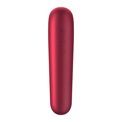 SATISFYER - DUAL LOVE VIBRÁTOR A SÁVAČKA S PULZOVANÝM VZDUCHEM ČERVENÁ
