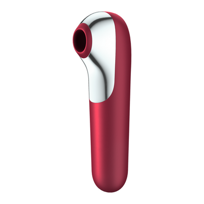 SATISFYER - DUAL LOVE VIBRÁTOR A SÁVAČKA S PULZOVANÝM VZDUCHEM ČERVENÁ